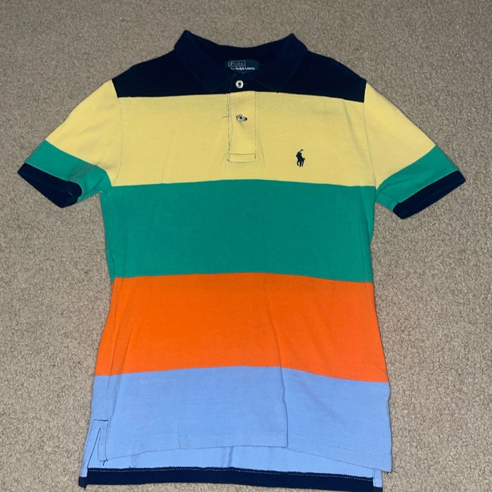 Polo by Ralph Lauren color block, two button collar short, sleeved youth small/8